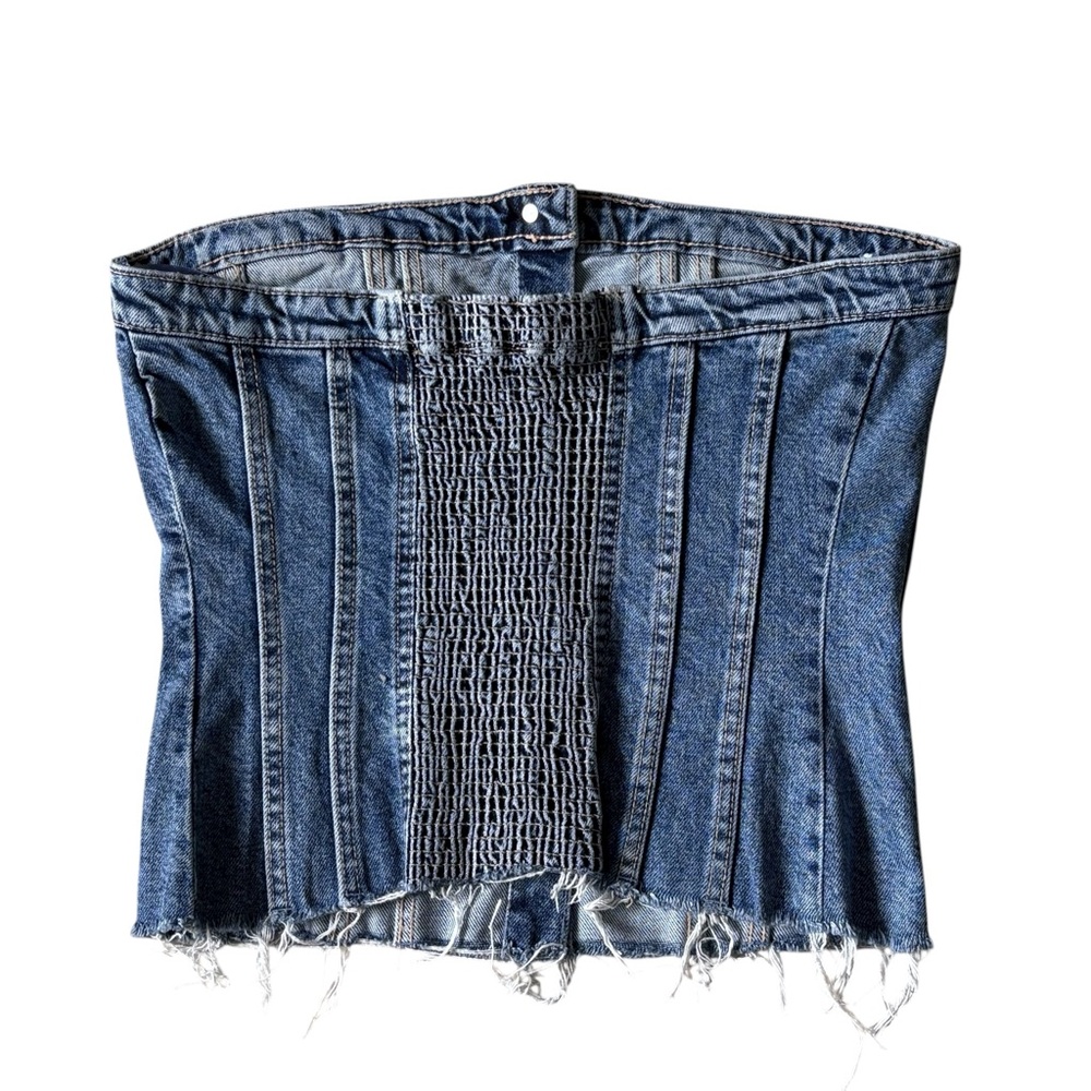 ZARA Corset Style Denim Top Size L - Picture 9 of 13